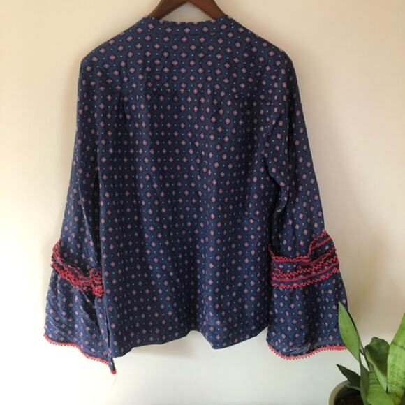 J. Crew 0 Embroidered Bell-Sleeve Top in Foulard - Picture 6 of 6